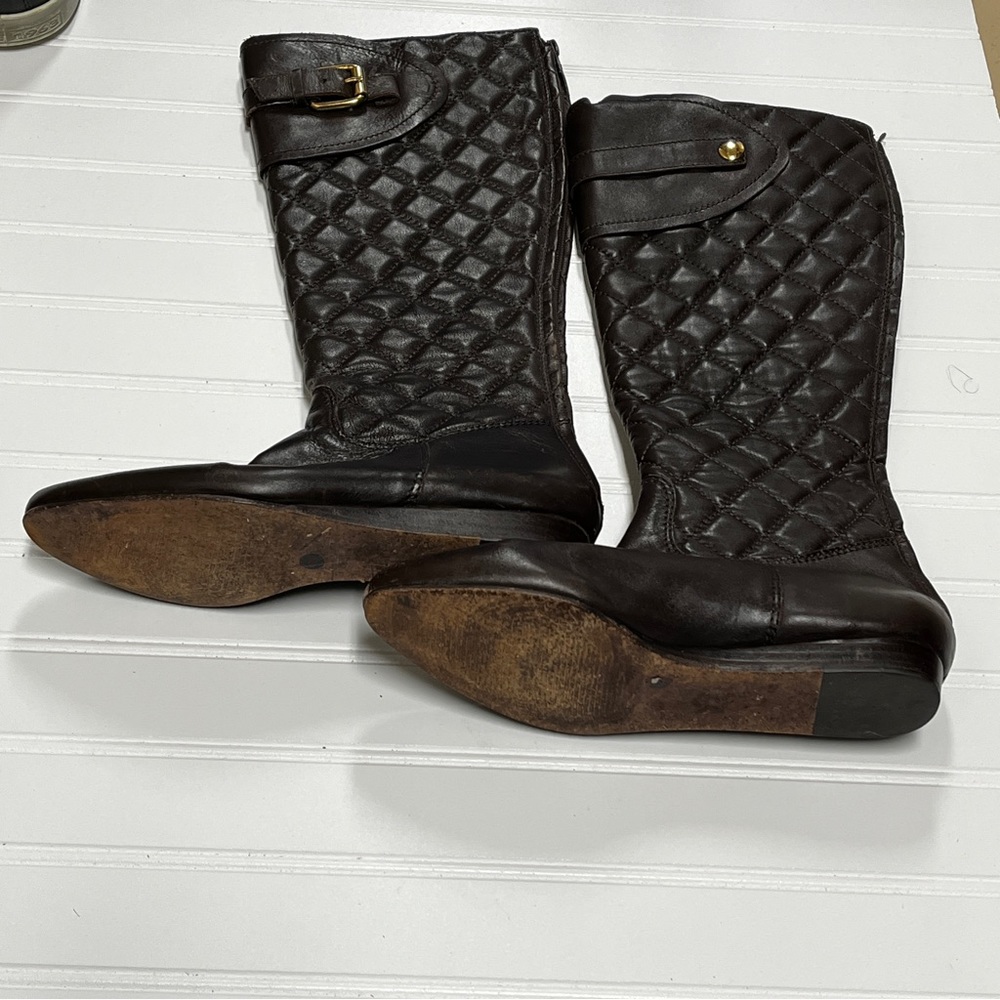 BCBGMaxAzria Brown Tall Quilted Leather Riding Boots